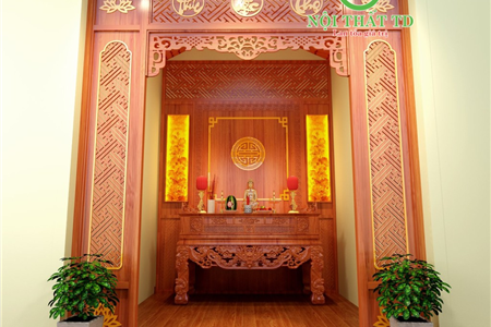 Thiết kế thi công trọn phòng thờ đẹp nhà gỗ 3 gian đẹp cho khách hàng Đồng Dồi- Kiến Thụy- Hải Phòng