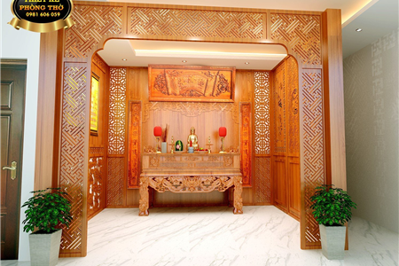 Thiết kế thi công phòng thờ đẹp nhà con trưởng tại Tân Tiến - An Dương - Hải Phòng