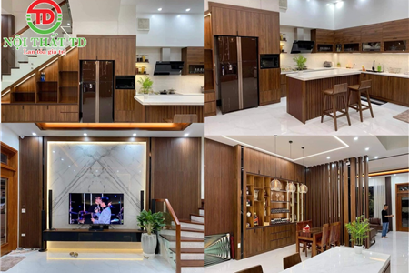 Thiết kế thi công trọn bộ nội thất phòng khách &bếp nhà hiện đại tại Hải Phòng