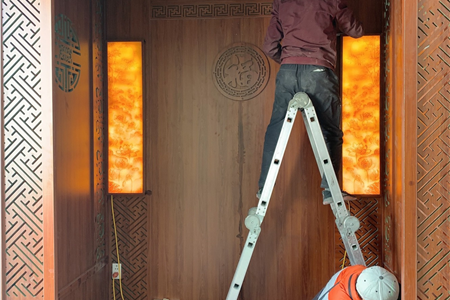 Thiết kế thi công hoàn thiện vách ngăn và tranh đèn phòng thờ cho khách hàng Lạch Tray - Hải Phòng